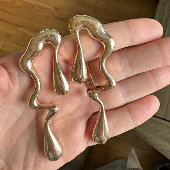 Zara Gold Abstract Earrings - Picture 3 of 6